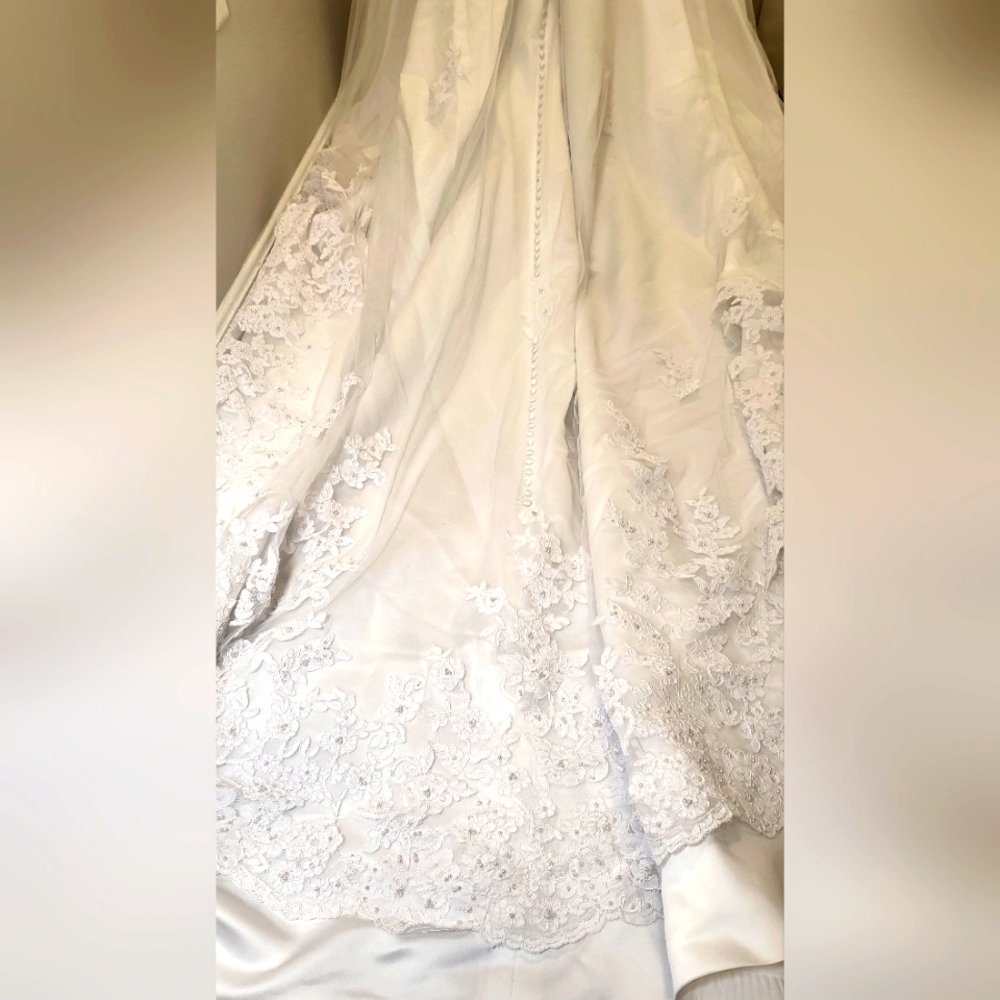 Anjolique Gorgeous White Boutique Gown Dress w/ Long Train - Picture 13 of 16
